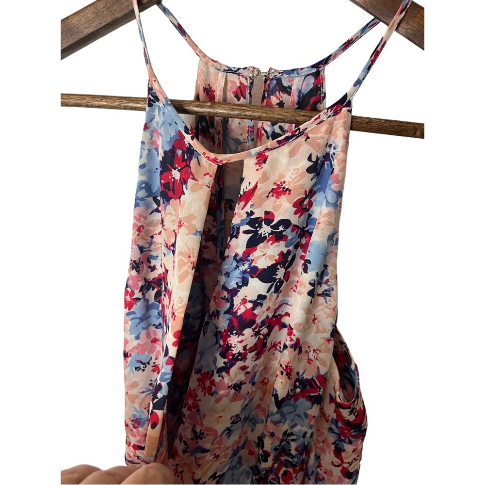 PARKER 100% SILK FLORAL CRISS CROSS FRONT STRAPPY FLOWY DRESS SIZE MEDIUM - Picture 6 of 16